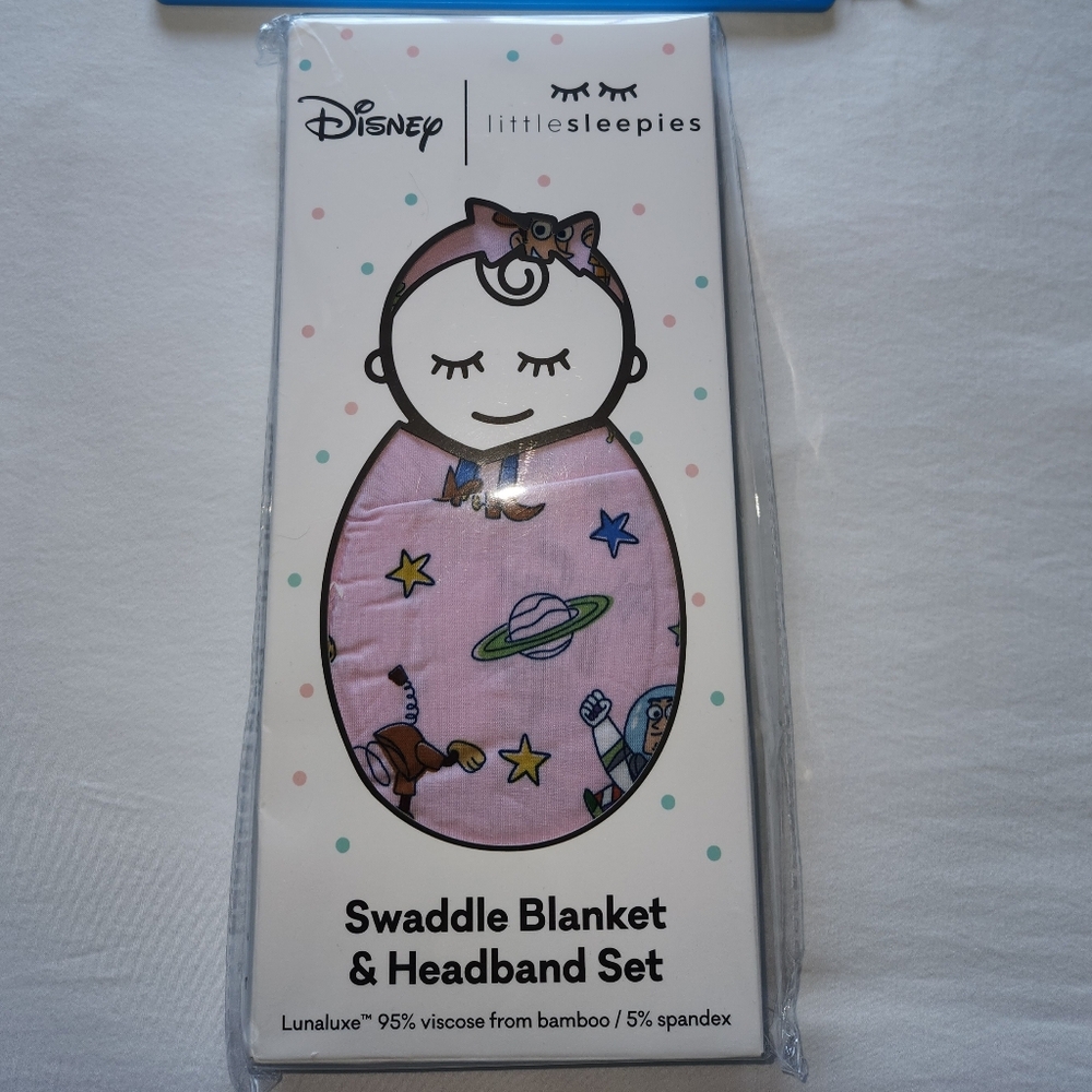 Little Sleepies Toy Story Pink Swaddle Blanket & Headband Set